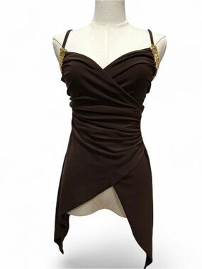 Asymmetrical y2k Club Babydoll Cami
Sequins Ruched Front Tummy Control Size S/M